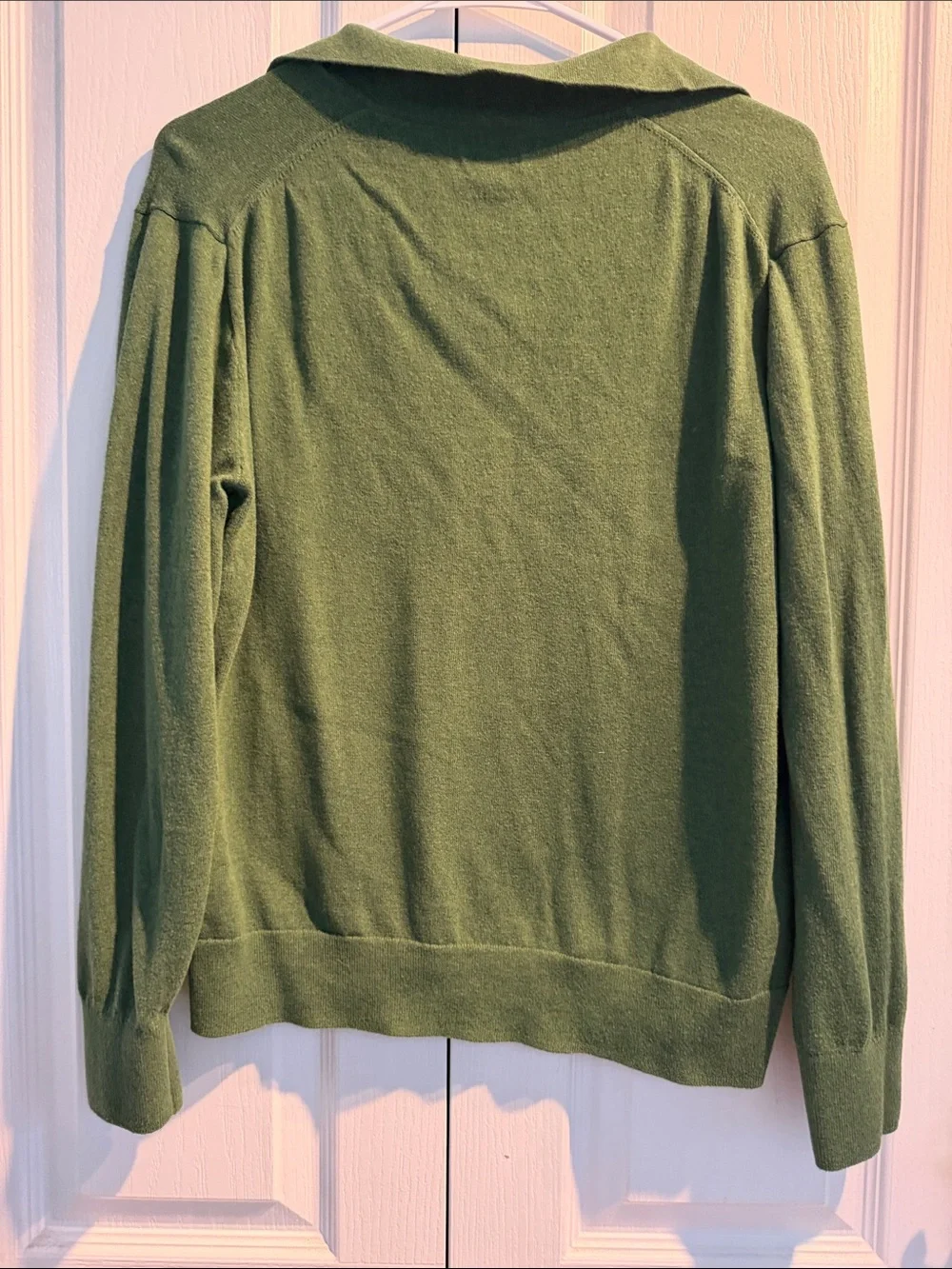 J. Crew Olive Green Collared V-Neck Sweater